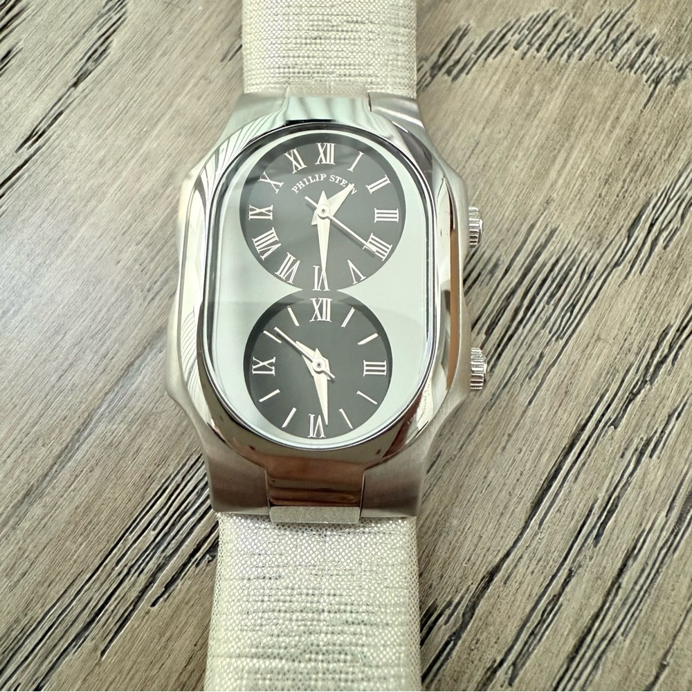 Philip Stein Teslar Signature Dual Face Watch Silver with Box - Picture 7 of 11